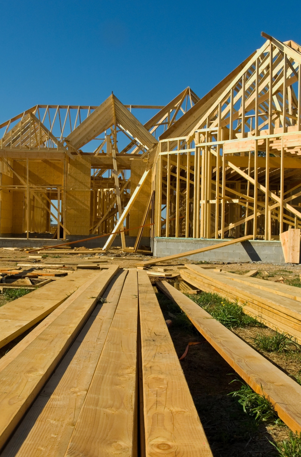 Wooden framework of a house under construction